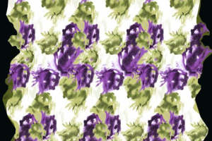 复古紫绿花卉面料印花 时尚服装印花设计素材