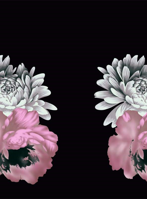 高端面料印花素材:优雅花卉图案适用于服装定制