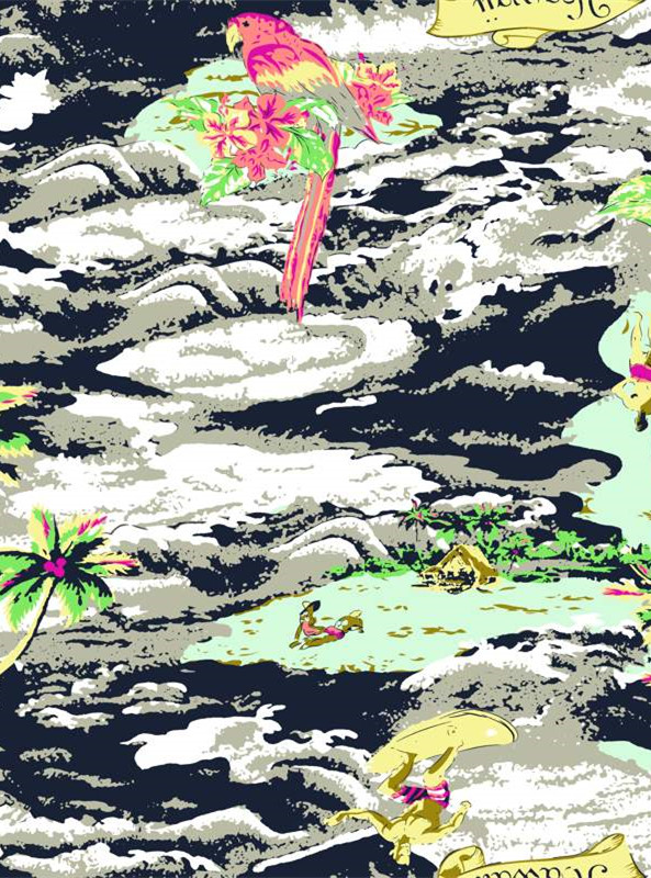 热带风情复古花型 服装印花面料设计素材