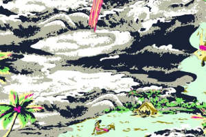 热带风情复古花型 服装印花面料设计素材