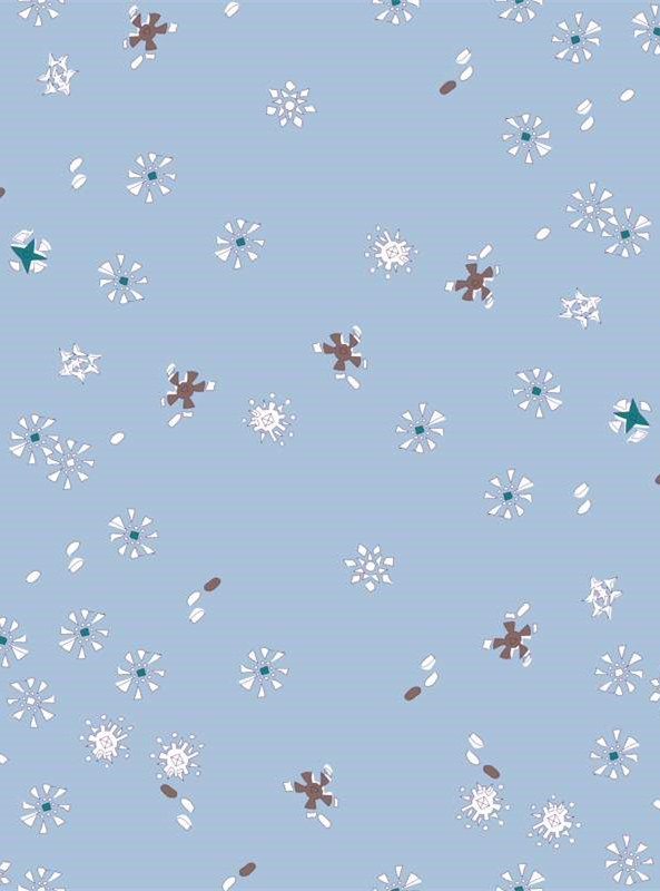 清新蓝底雪花图案面料印花素材