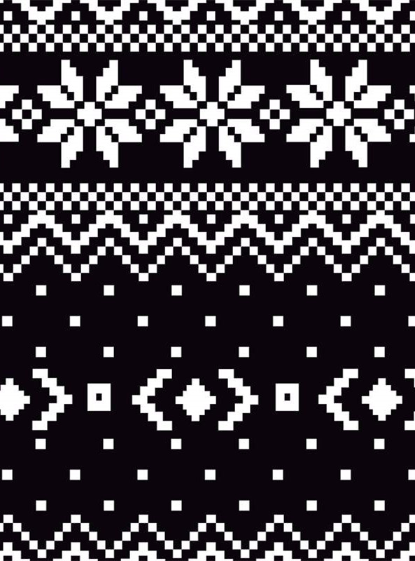 复古像素雪花 时尚服装印花设计素材