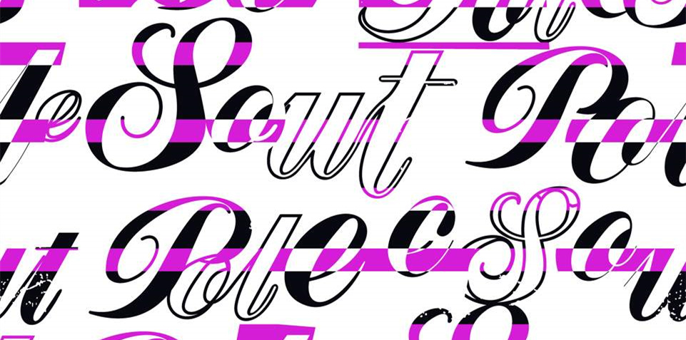 时尚黑紫条纹书法字体 服装印花素材