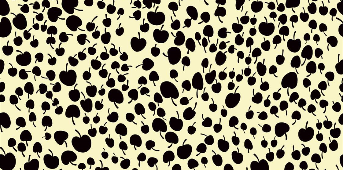 复古黑苹果纹样 创意面料印花素材