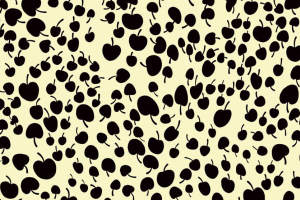 复古黑苹果纹样 创意面料印花素材