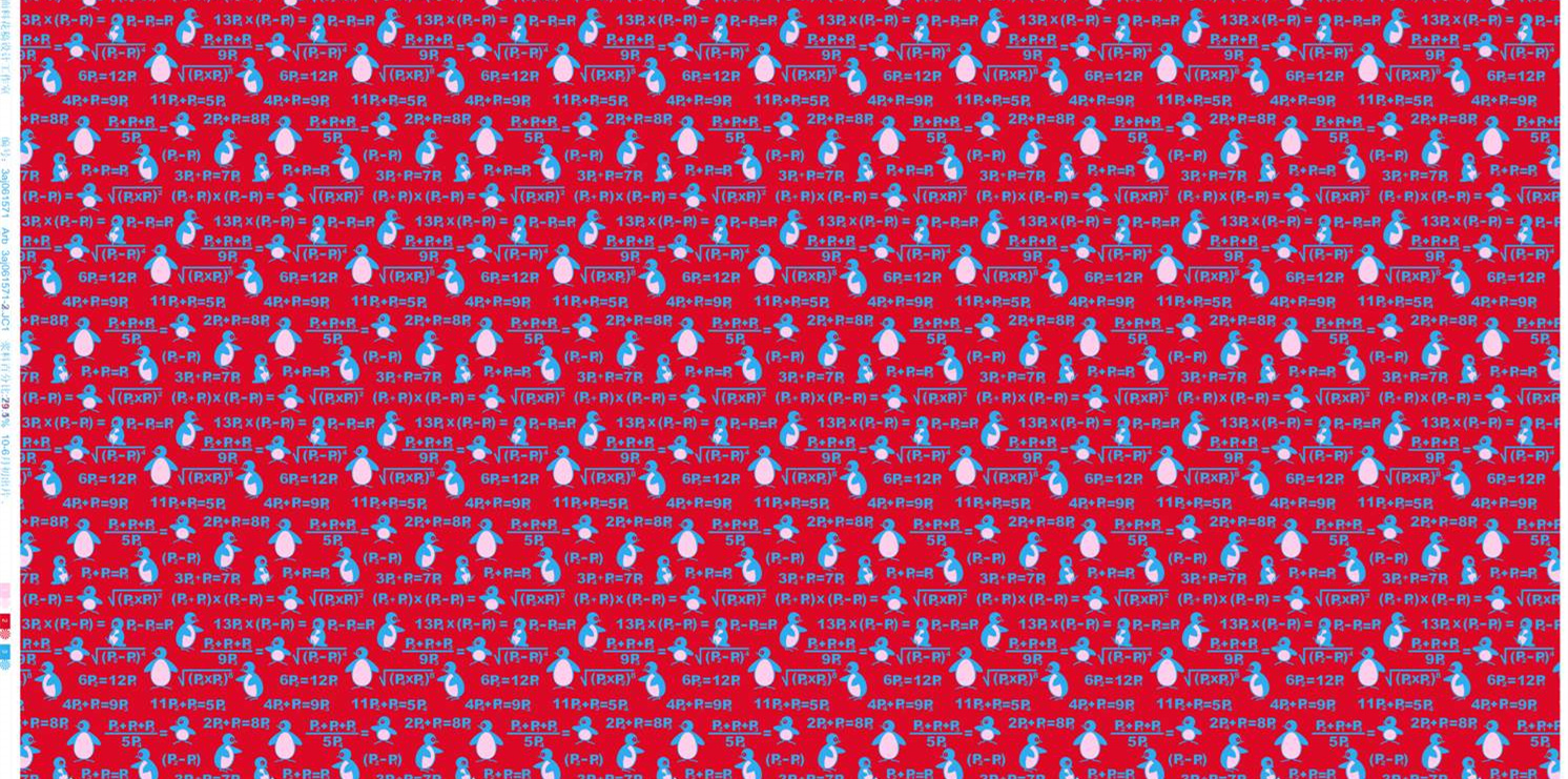 趣味数学公式与企鹅元素服装印花素材推荐