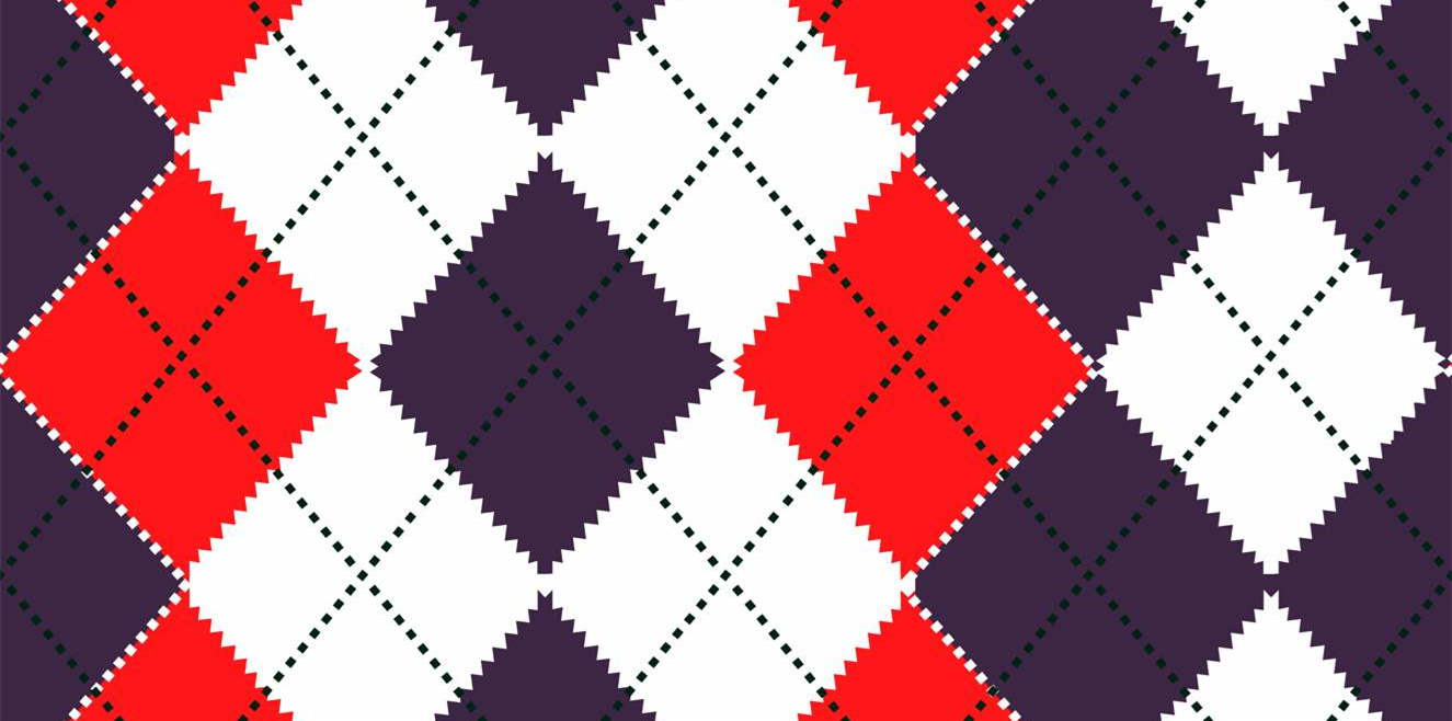 复古红紫菱格纹面料印花素材,经典服装印花设计