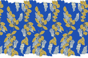 复古蓝底金叶面料印花 时尚服装印花素材推荐