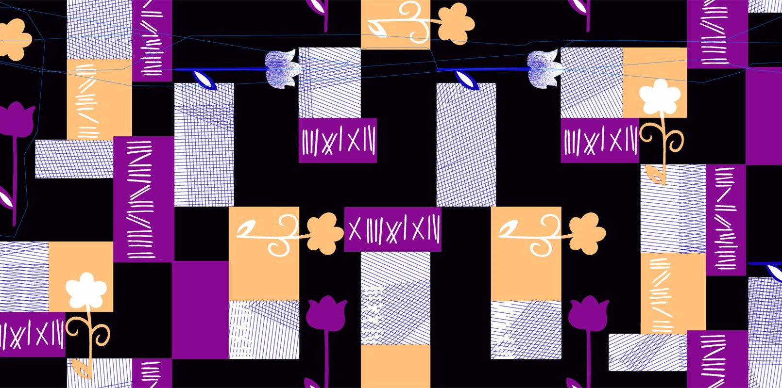 时尚几何花卉面料印花 创意服装印花设计素材