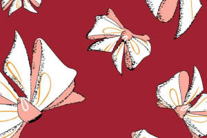 复古手绘蝴蝶结面料印花素材 时尚女装服装印花设计