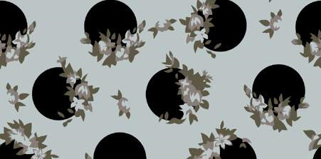 复古花卉与几何圆点融合的面料印花设计