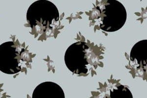 复古花卉与几何圆点融合的面料印花设计