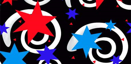 时尚活力红蓝星纹面料印花素材 服装印花设计灵感