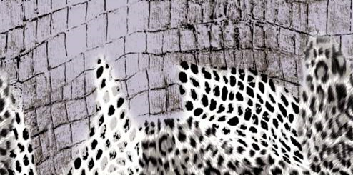 时尚豹纹与砖墙纹理融合的面料印花素材