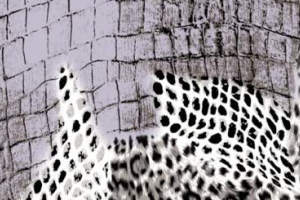 时尚豹纹与砖墙纹理融合的面料印花素材