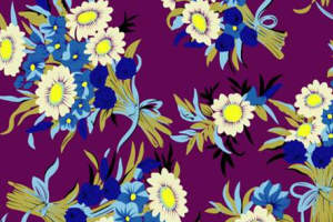 复古紫底花卉面料印花 时尚服装印花设计素材