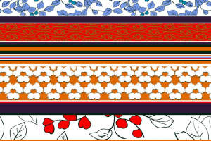 复古民族风服装印花素材 多色条纹花卉设计