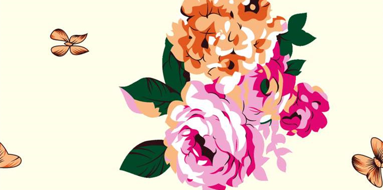 复古花卉面料印花 时尚女装设计素材