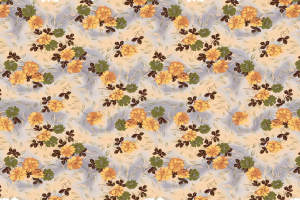 复古黄绿花卉面料印花素材 适合服装定制设计