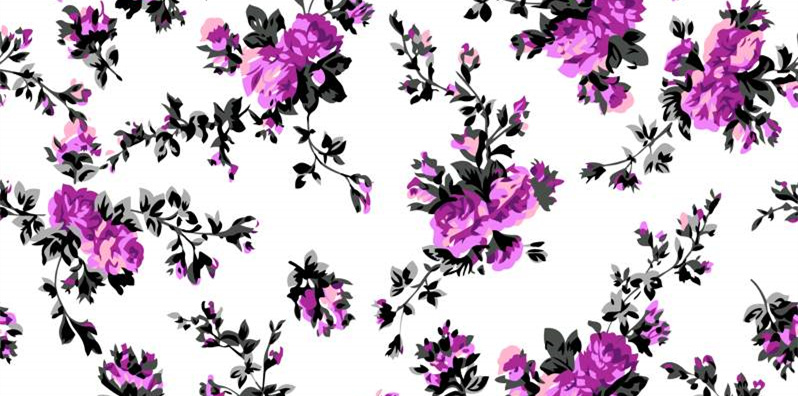 紫黑复古花卉服装印花素材,打造优雅面料设计灵感