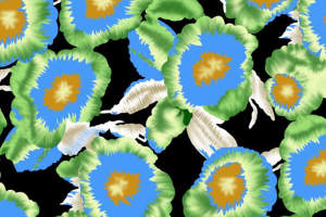 时尚蓝绿花卉面料印花素材 夏季服装印花设计灵感