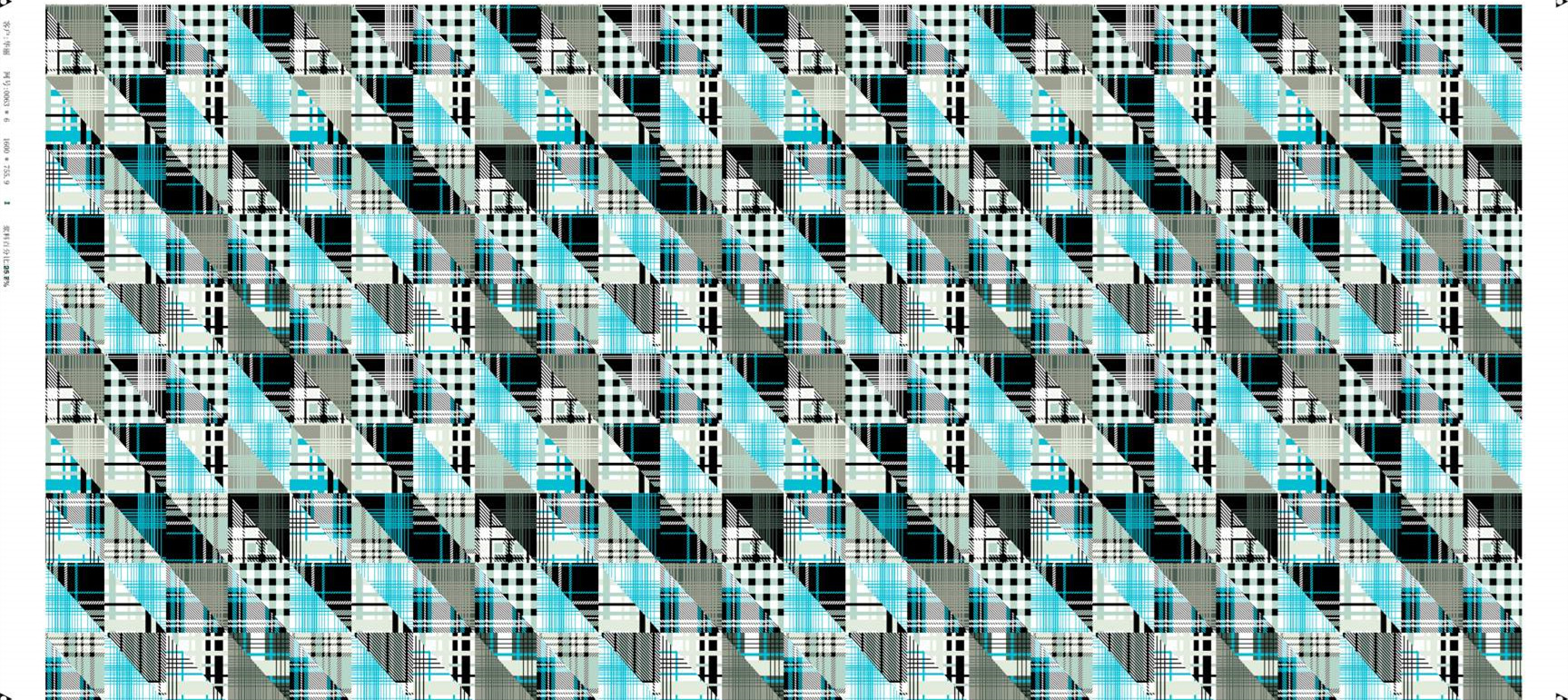 时尚蓝黑格纹面料印花素材,适用于服装设计与定制