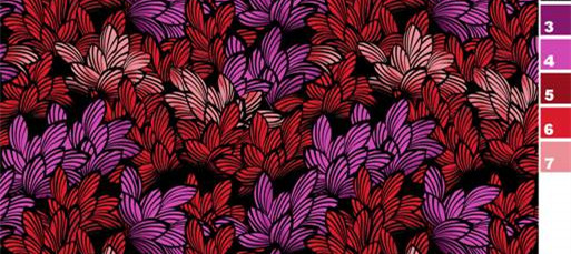 复古红紫花卉面料印花 时尚服装印花设计素材