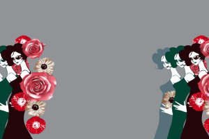 复古花卉与优雅女性 时尚面料印花设计素材