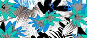 时尚蓝黑抽象花卉面料印花素材