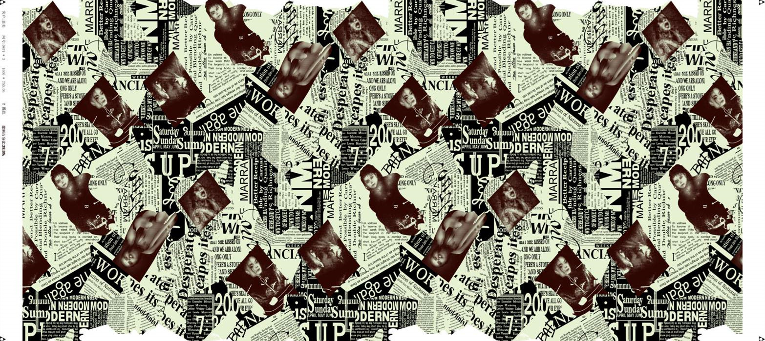 复古报纸拼贴面料印花 时尚服装印花素材推荐