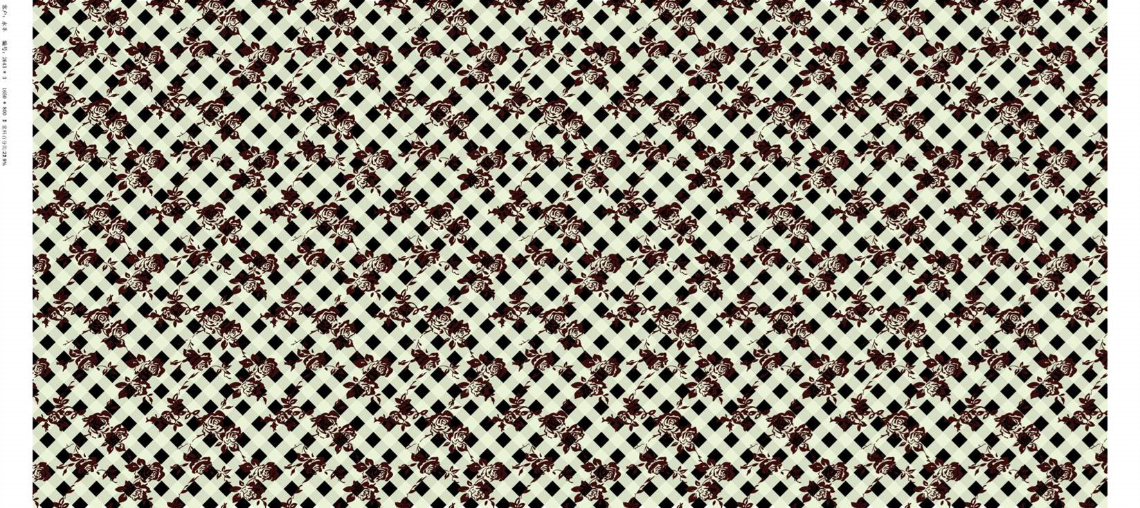 复古玫瑰菱形格纹面料印花素材