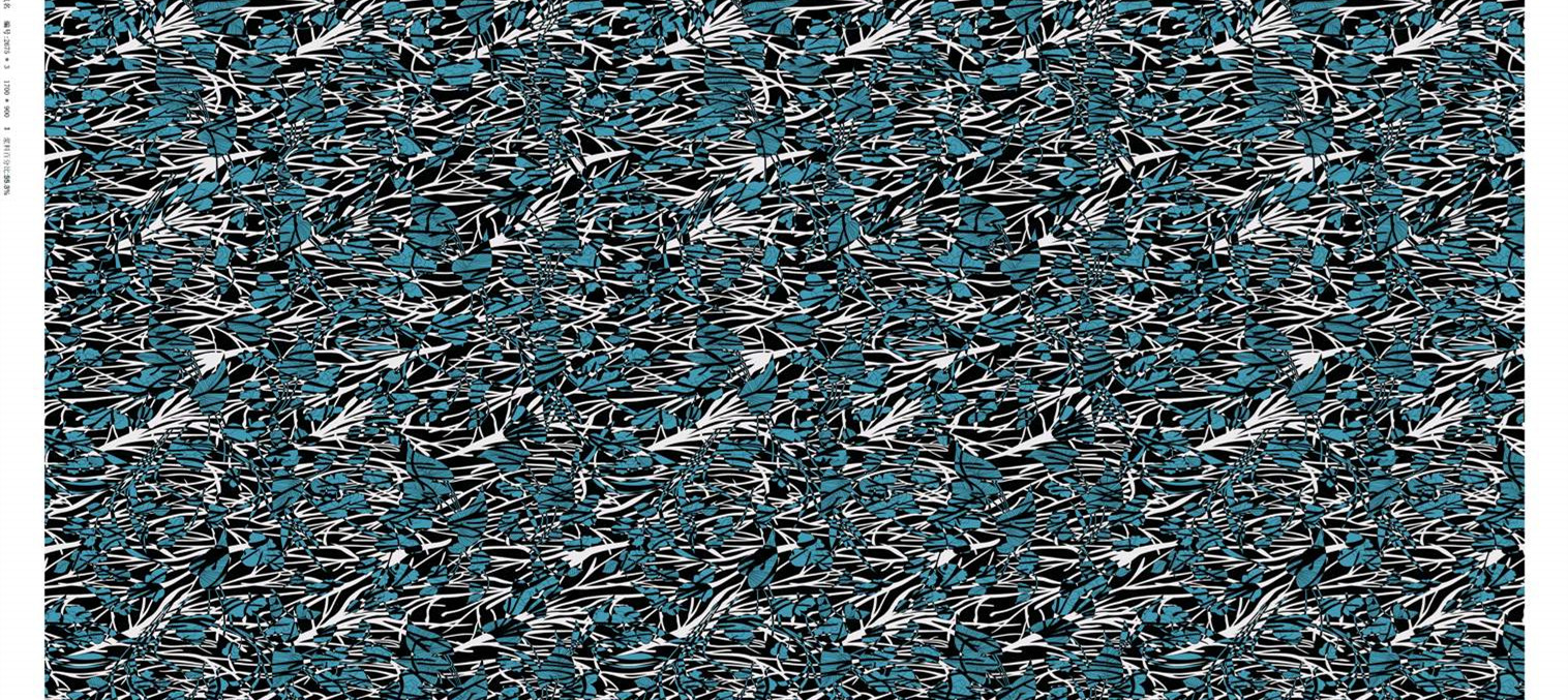 抽象蓝绿植物纹样 高端服装印花面料素材推荐