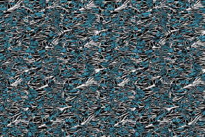 抽象蓝绿植物纹样 高端服装印花面料素材推荐