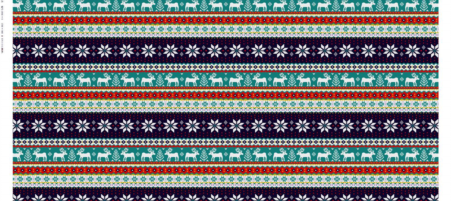 北欧风驯鹿雪花面料印花 节日氛围服装印花素材