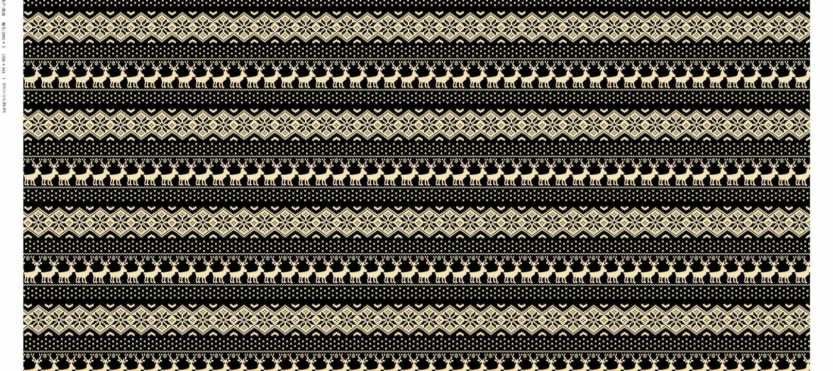 复古北欧风驯鹿雪花组合面料印花素材