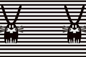 时尚条纹兔子图案 服装印花面料设计素材