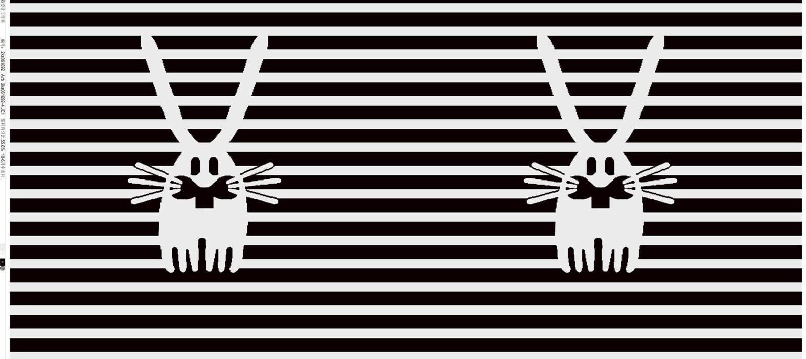 时尚黑白条纹兔子图案 服装印花面料设计素材