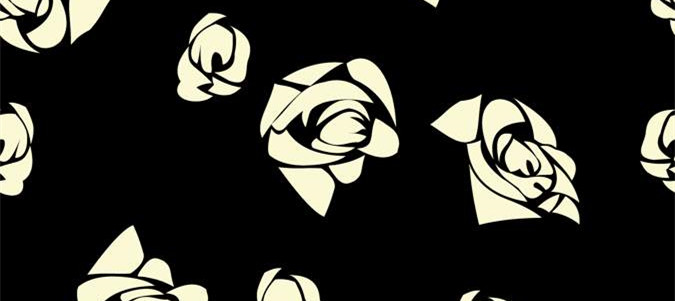 时尚黑白玫瑰面料印花素材 服装印花设计首选