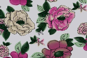 复古手绘风花卉面料印花素材，适用于服装印花设计