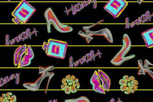 复古波普风面料印花素材，时尚高跟香水图案