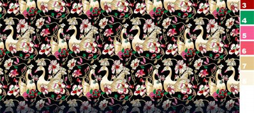 复古花鸟纹样 高端服装印花面料设计素材