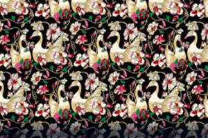 复古花鸟纹样 高端服装印花面料设计素材
