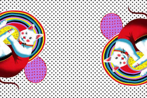 复古波点猫咪趣味面料印花设计