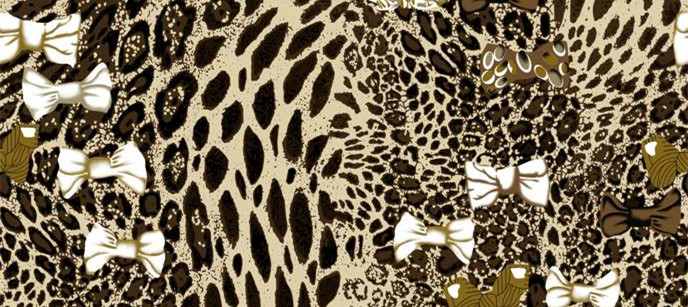 复古豹纹蝴蝶结面料印花设计素材