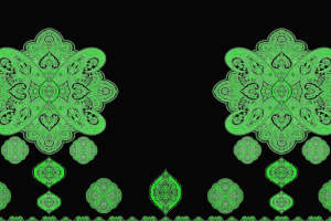 绿色民族风对称花型 高端面料印花设计素材