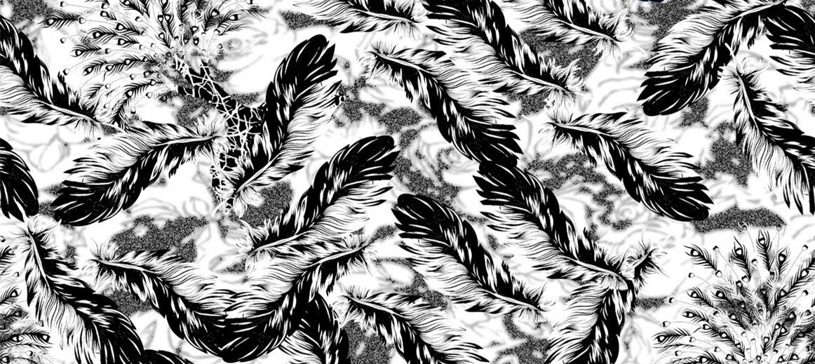复古羽毛纹理面料印花素材,适用于高端服装印花设计
