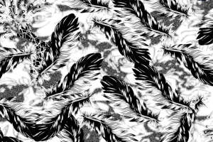 复古羽毛纹理面料印花素材，适用于高端服装印花设计