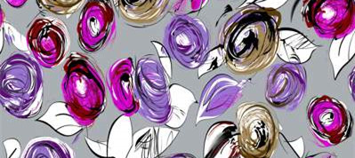 手绘复古风面料印花,时尚服装印花设计素材