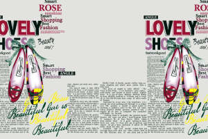复古报纸风LOVELY SHOES服装印花素材
