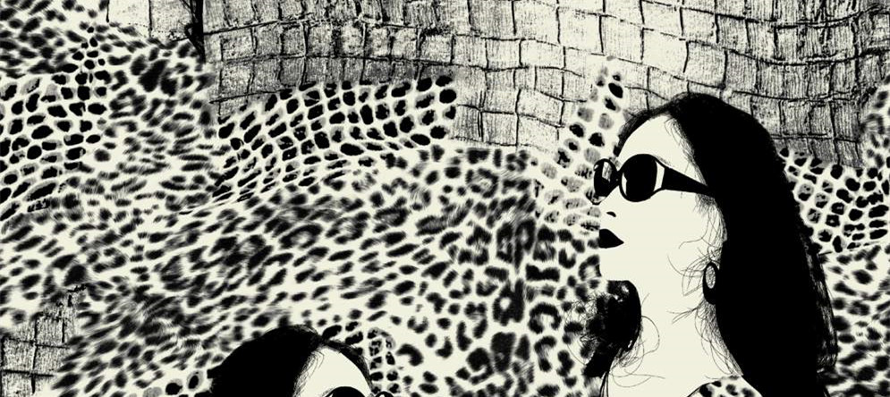 复古豹纹与砖墙纹理的时尚服装印花素材设计